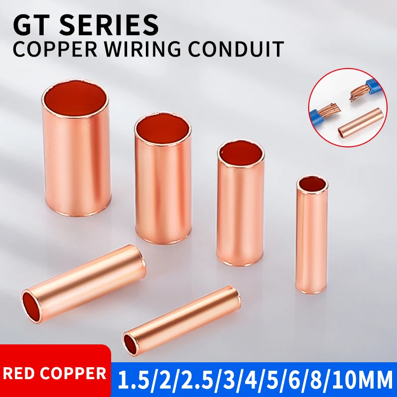 

1000PC φ1.5/2/2.5/3/4/5/6/7/8/10 mm GT Copper Connecting Pipe Connection Tube Wire Connector Cold Crimping Terminal