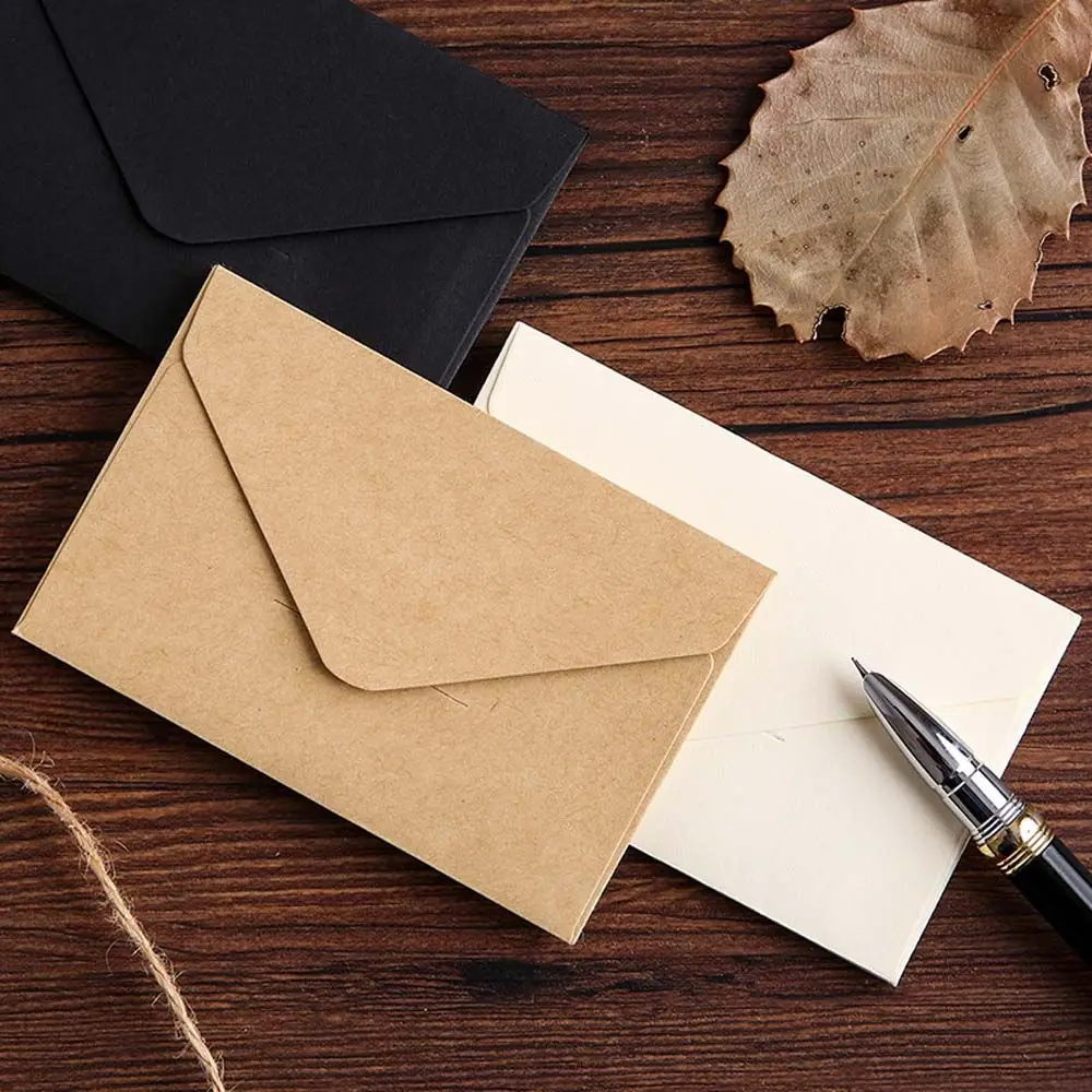 Suministros de papelería, papel de carta, portatarjetas de invitación de boda, sobre de papel Kraft pequeño, sobre de ventana en blanco