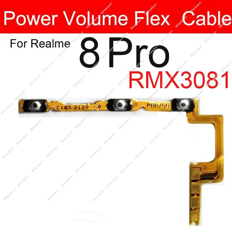 1 Set For Realme 8 8 Pro 8i 8S 4G 5G Power Volume Flex Cable Side Switch Volume Button On OFF Power Key Flex Ribbon Parts