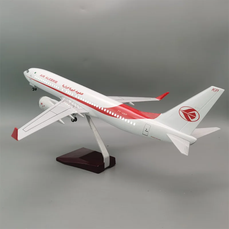 47CM Speelgoed Model Hars 1/85 Schaal B737-800 Algerije Airways Vliegtuig Model Display Stand Luchtvaart Decoratie Ornamenten Collectie
