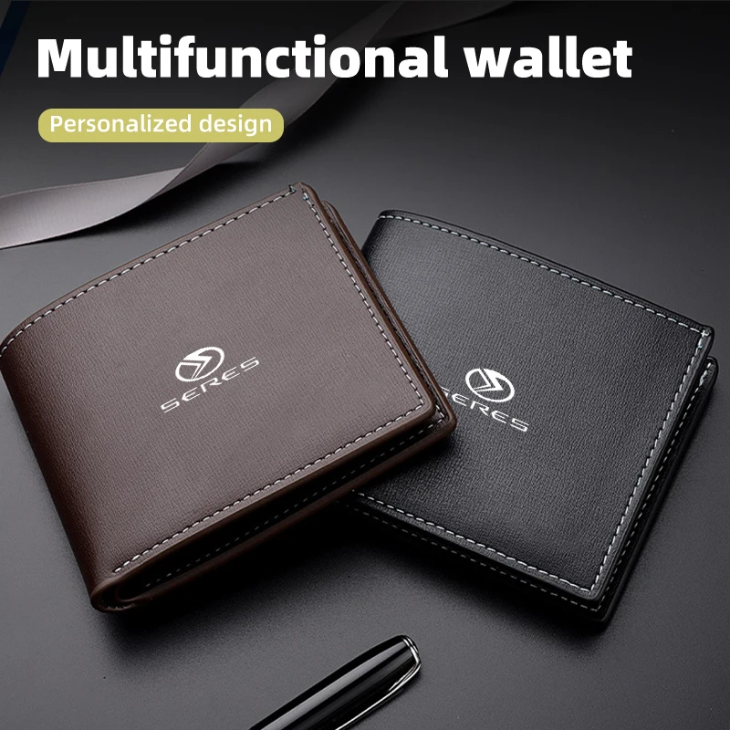 New Car Logo Wallet Leather Simple Card Holder For Dongfeng Aito M5 EV M7 M9 DFM Seres 3 A5 SF3 SF5 ix3 Short Men Coin Purse