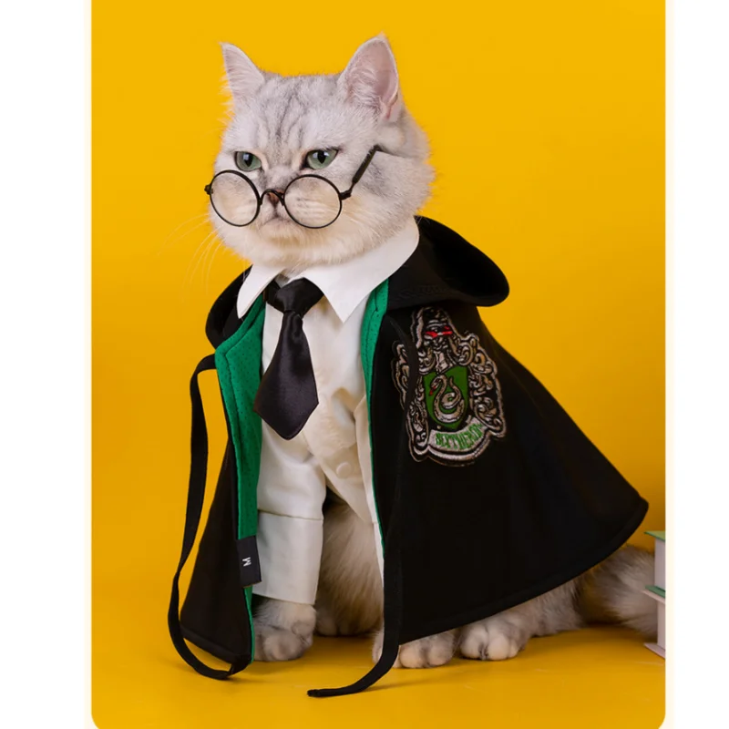 Traje divertido de animales para Cosplay, Capa Mágica bonita para mascotas, conjunto de gato a la moda, utilería para fiesta de disfraces de Halloween, regalo