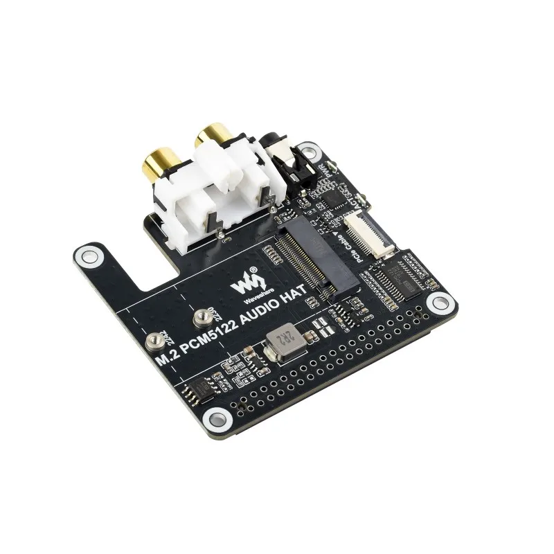 PCIe To M.2 HAT With I2S Audio For Raspberry Pi, NVMe SSD Adapter, 3.5mm & RCA Audio Output, Driver-free