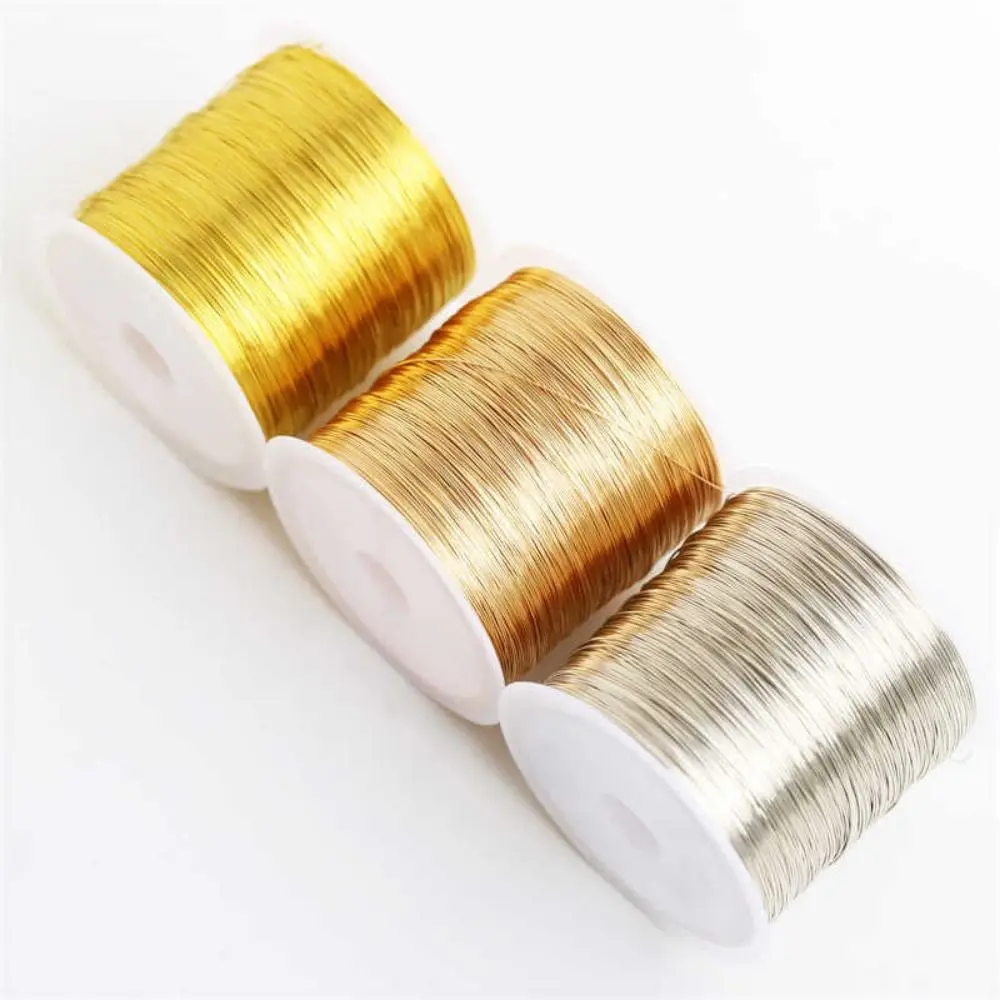 100m/롤 금도금 색상 보존 합금 구리선 DIY 0.3mm 0.4mm 황동 구리선 레트로 헤어핀 DIY 헤어 액세서리