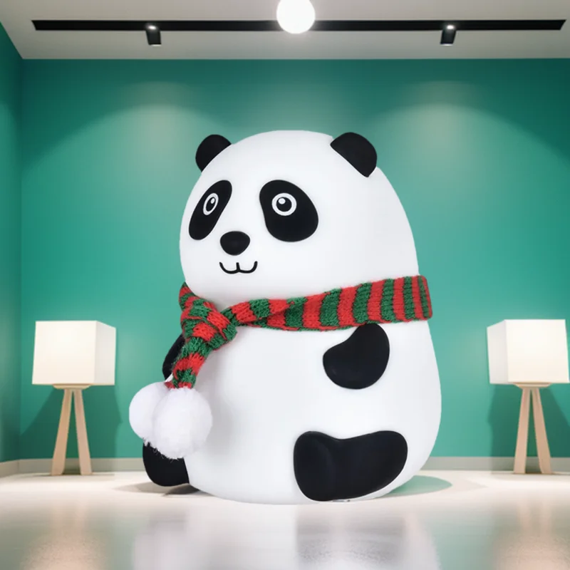 Cartoon Panda Silicone Rechargeable LED Nightlight, Color Changing Light, Bedroom Decor, Atmosphere Lamp for Kids, Holiday Gift