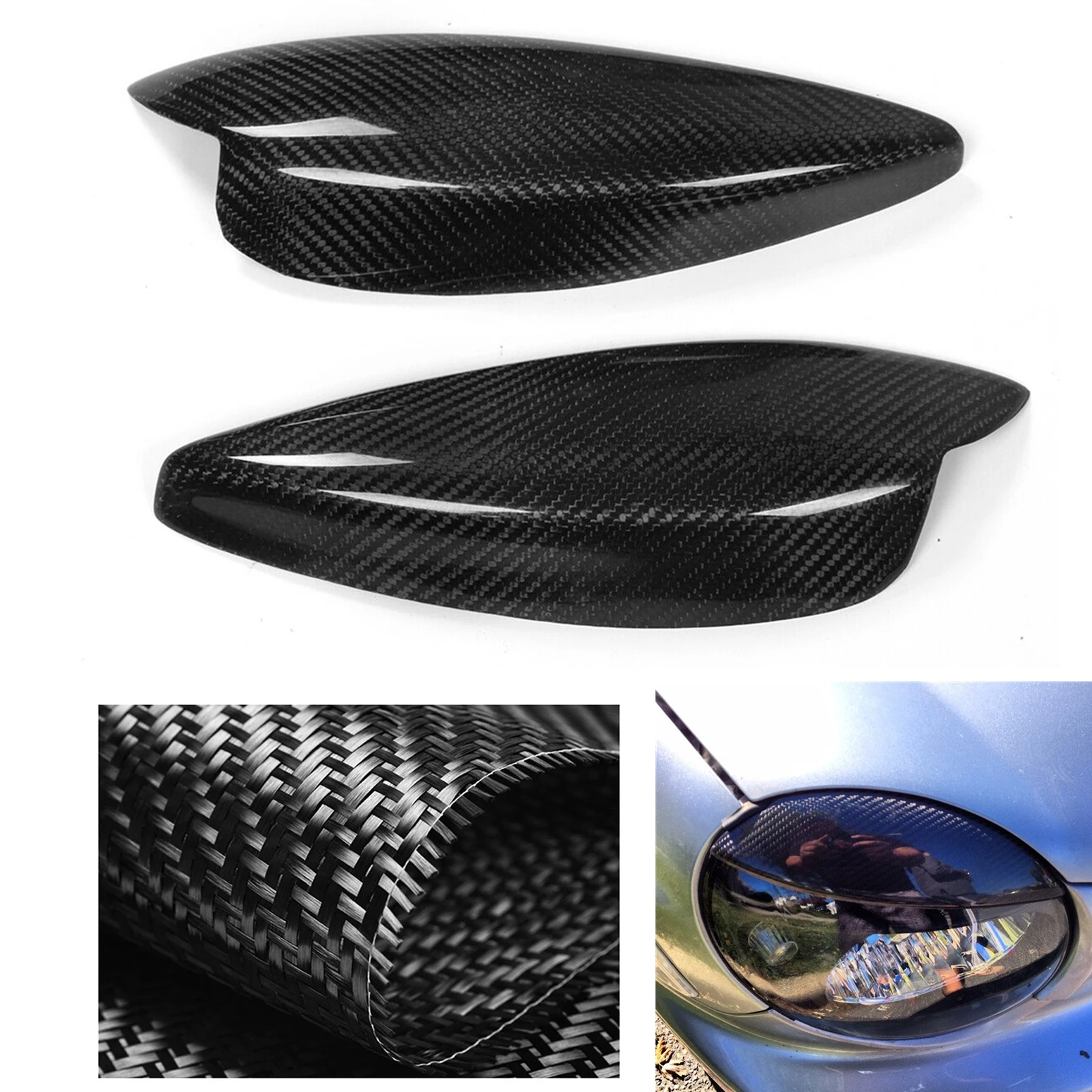 

Carbon Fiber Car Front Head Light Lamp Cover Trim Headlight Eyelid Headlamp Eyebrow Frame For Subaru Impreza 7th WRX7 2002-2003