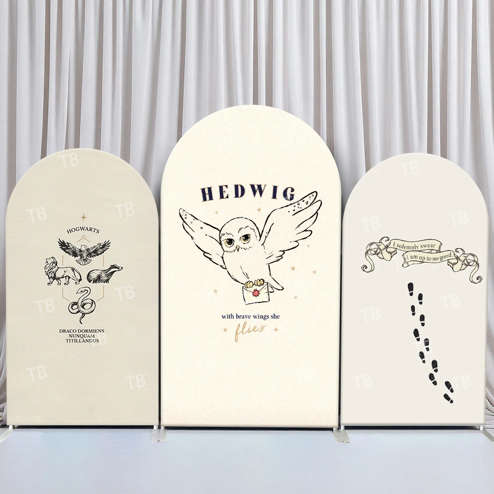 Fondo de Fotografía con Diseño de Búho Hedwig de Harry Potter, Escudo de Hogwarts, Escena Clásica de Magia para Fiesta de Cumpleaños, Cabina de Fotos de Mago