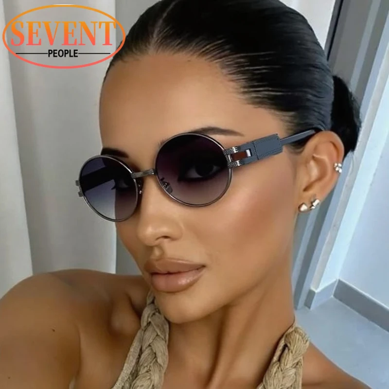 

Y2K Punk Oval Sunglasses Women 2025 Luxury Brand Vintage Metal Frame Outdoor Sun Glasses For Ladies Trendy Driving Shades UV400