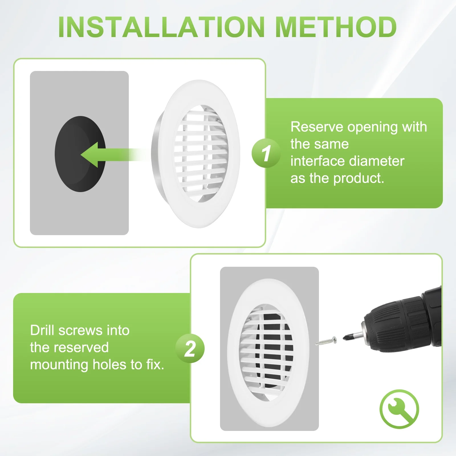 1Pc Round Air Vent 17 Degrees Louver Grille Cover Aluminium Soffit Ducting Ventilation Cover 5.8