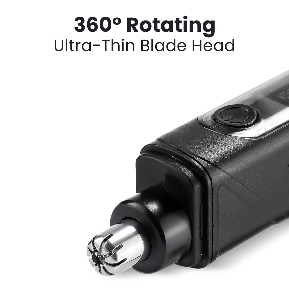 Electric Nose Hair Trimmer for Man Women Digital Display 360° Roating Machine Nose Ear Hair Remove Shaver Razor Detachable Blade
