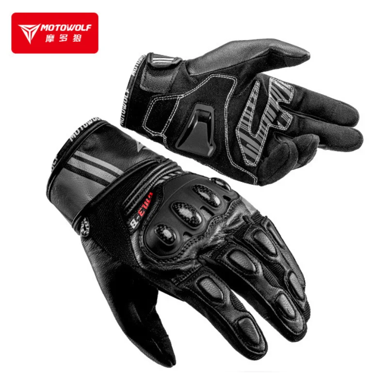 

Motowolf Genuine Leather Motorcycle Gloves Sheepskin Summer Breathable Riding Gloves Touchscreen Off-road Moto Gloves Men Women