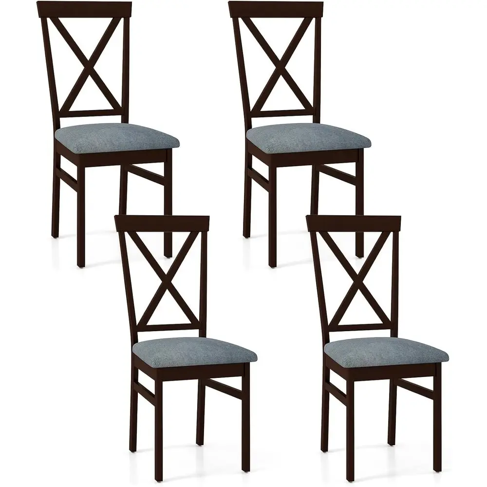 

Set of 4 Upholstered Dining Chairs with Padded Seats and X-Backrests, Suitable for Home and Commercial Use