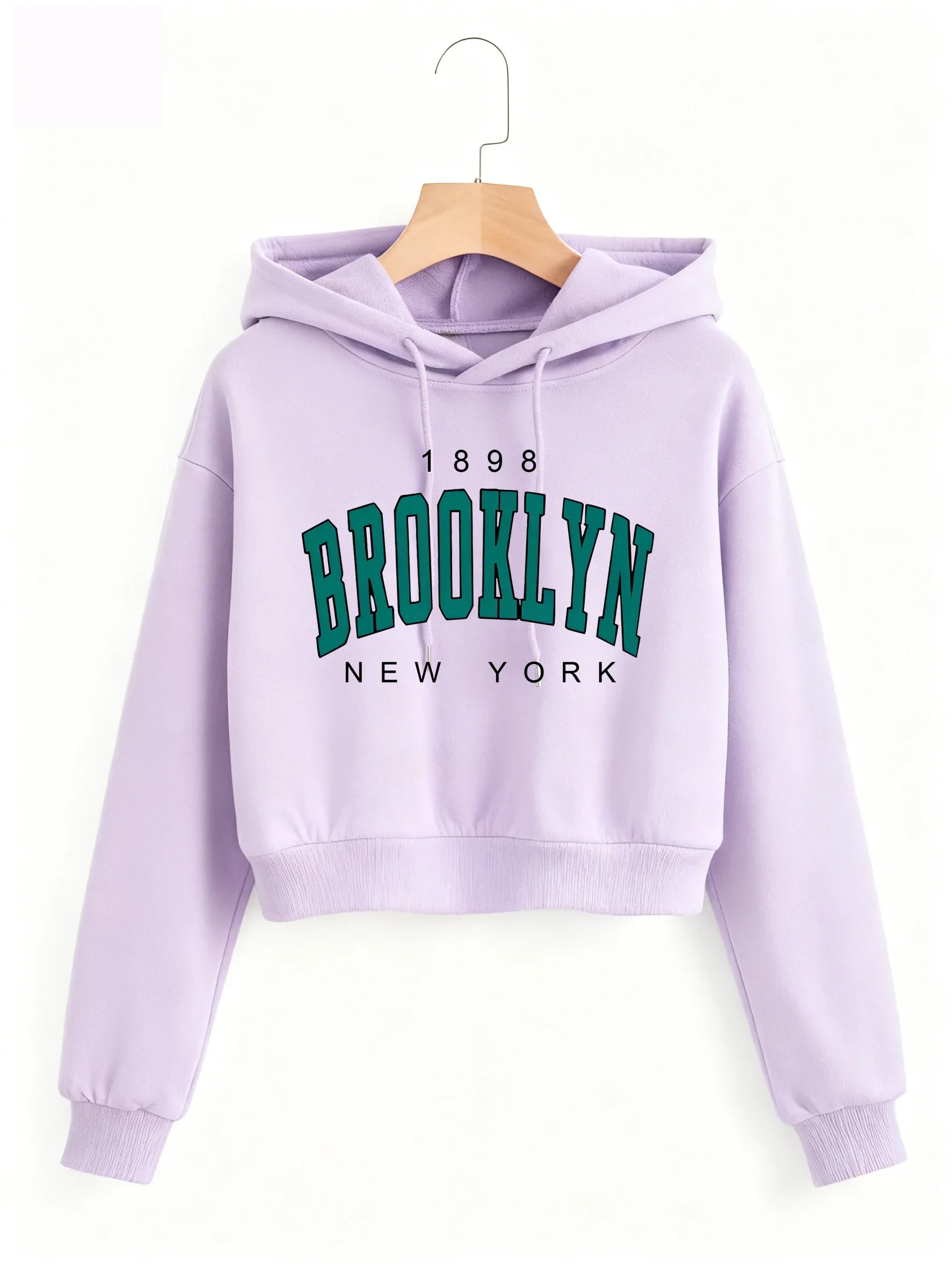 1898 BROOKLYN NEW YORK Sweatshirt Herbst Winter Kurzes Sweatshirt Crop Top Hoodie Y2k Sweatshirts Gothic Casual Style Kleidung – Detail 3