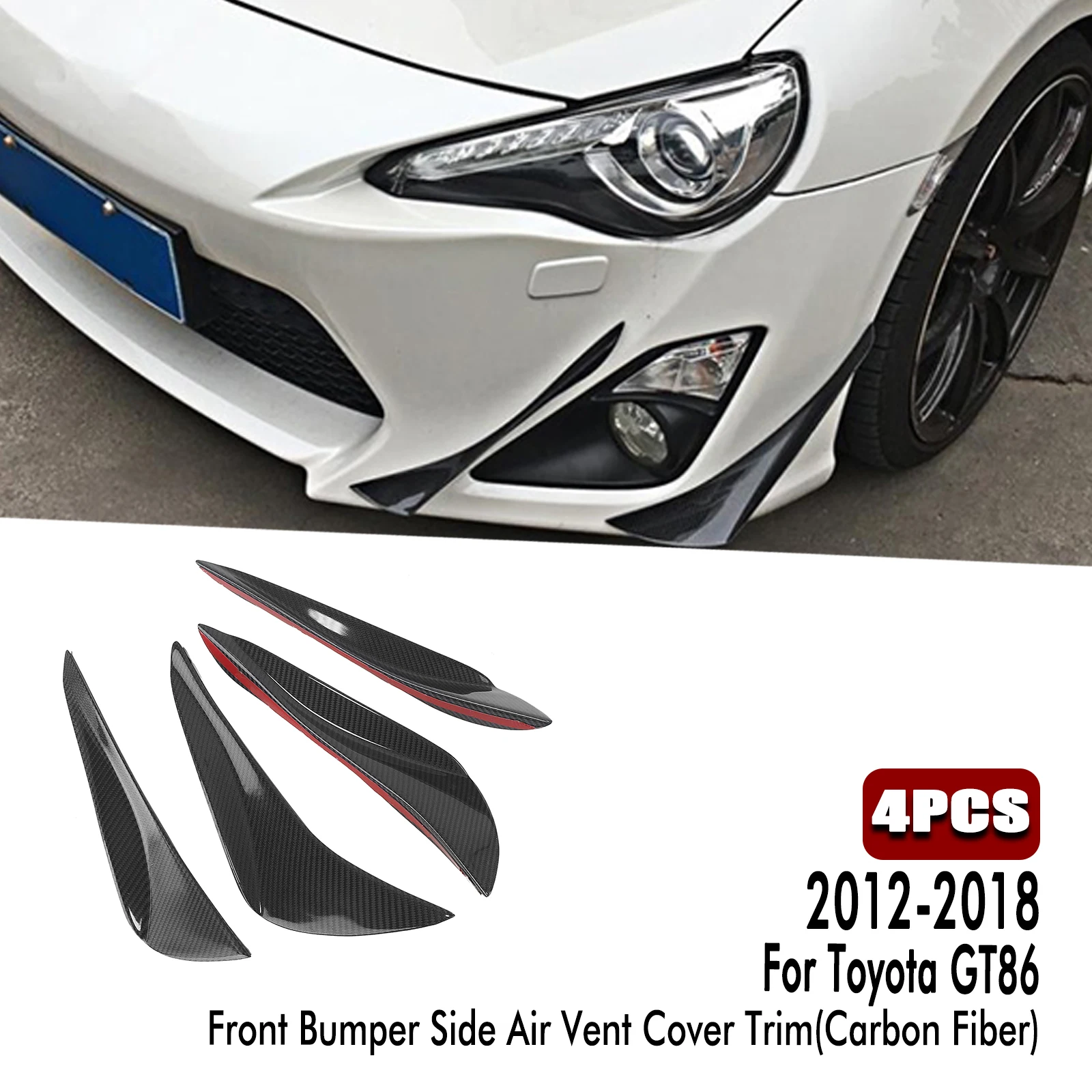 

4PCS Front Bumper Vent Fender Air Fin Intake Splitter Trim Cover For Toyota GT86 2012 2013 2014 2015 2016 2017 2018