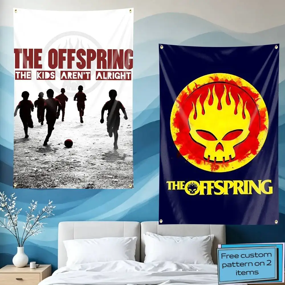 Skate-Punk Band The O-Offspring Flag Tapestry Banner for Bedroom Living Room Outdoor Camping Custom Supported