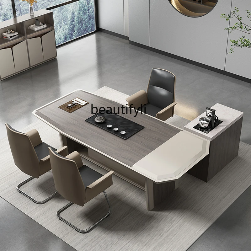 Office Light Luxury Tea Table Table and Chair Combination Desk Desk Integrated Reception Tea Table Simple Modern