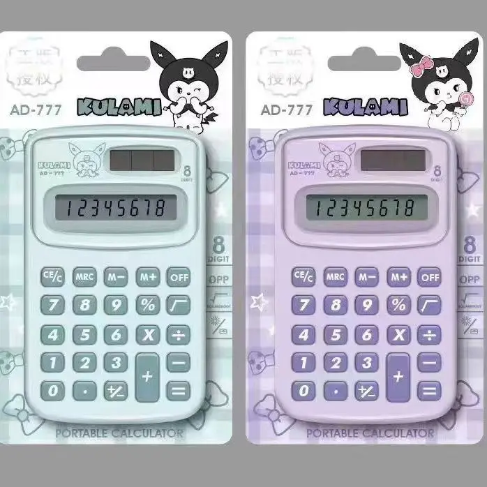 Sanrio Kuromi-minicalculadora portátil de dibujos animados para estudiantes, calculadora de dígitos, material escolar de oficina, papelería