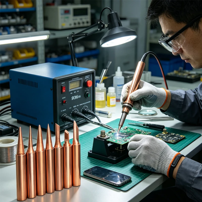 High Quality Pure Red Copper Diamagnetic Soldering Iron Tip 900M-T Lead-Free Low Temperature Welding Tip for Soldering Station