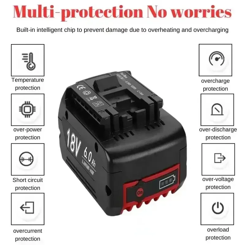 Suitable for Bosch 18V 12000mAh lithium-ion battery GBA 18v 6.0/8.0 /12.0Ah Professional GBA GSR GSB BAT609 rechargeable battery