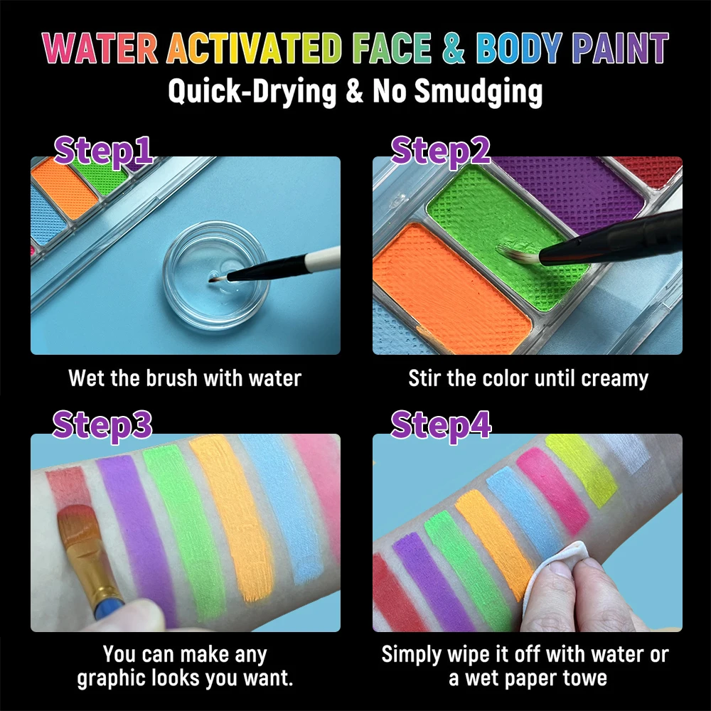 10-Color Glow Fluorescent Neon Oil Face Body Art Paint UV Glow Oil Painting Halloween Party Fancy Dress Beauty Makeup Cosmetics