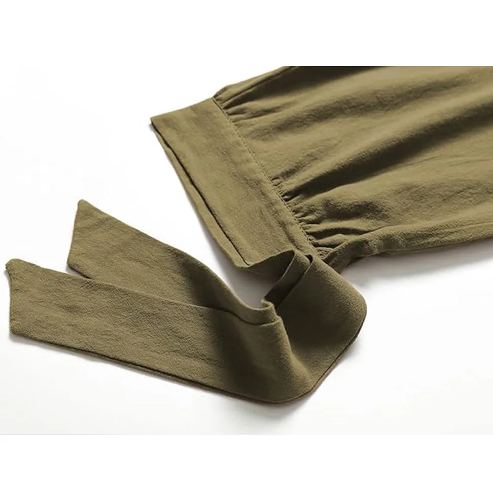 Herren Vintage Piratenhose Einfarbig Baumwolle Atmungsaktiv Cosplay-Kostüm Elastischer Bund Modische Kurze Hose für Männer – Detail 4
