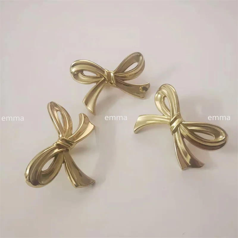 1Pcs French Bow Shape Knobs Solid Brass Furniture Drawer Handles Cupboard Pulls Single Gold Kitchen Cabinet Handle For Room dec