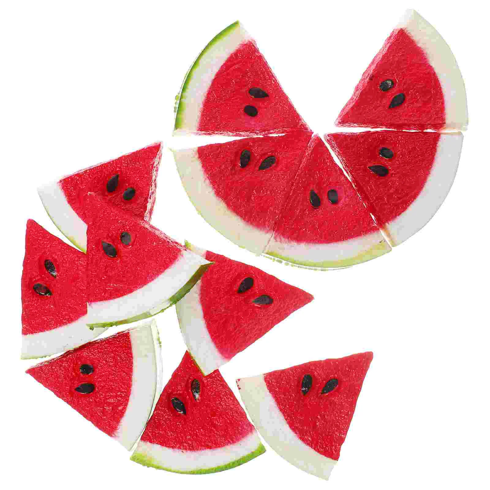 12 Pcs Fruit Simulated Watermelon Slices Lifelike Decorations Plastic Props Simulation Photo Red Decorative Models Child