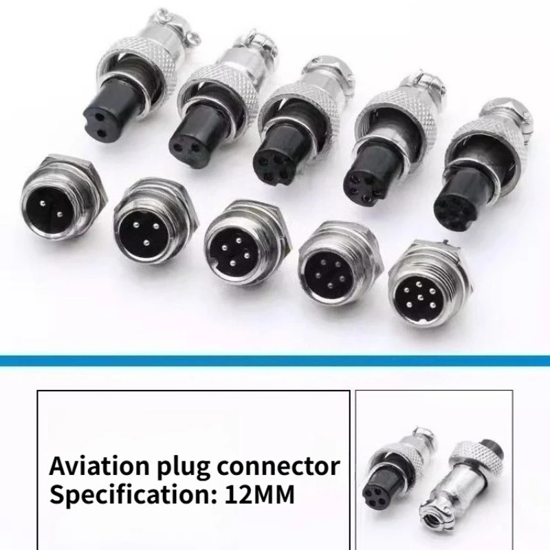 2Set GX12 Aviation Plug And Socket Set 2/3/4/5/6-Core Male & Female RS765 Opening 12MM Connector for Aviation Use