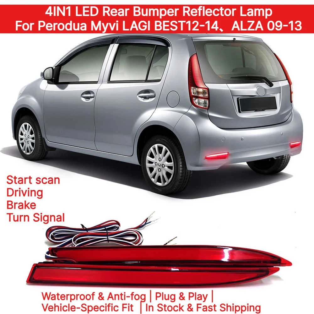 4in1-led-リアバンパーリフレクターランプ-perodua-myvi-lagi-best12-14、alza-09-13-ダイナミックストリーマーライトドライビングブレーキターンシグナル用