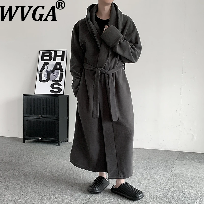

WVGA Autumn Winter New Men Tide Warm Fleece-Lined Thickened Coats Niche Chic Casual Oversized Long Lengh Jackets Ins Y2K W16240