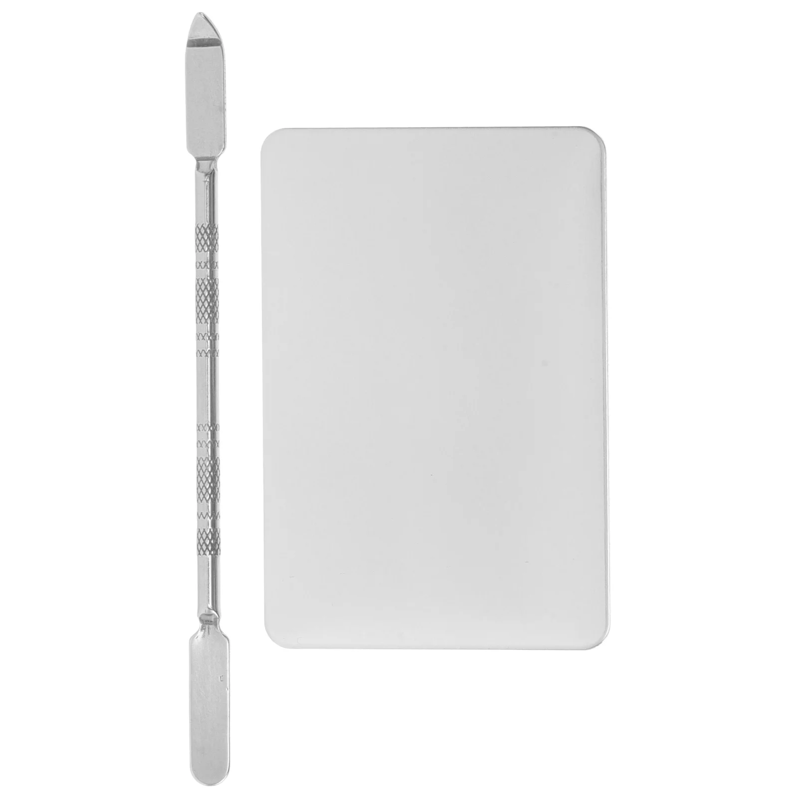 لوحة خلط فن الأظافر المحمولة من الفولاذ المقاوم للصدأ، أداة مزج ألوان الطلاء مع ملعقة احترافية #4