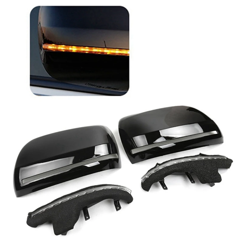 1Pair Flowing LED Side Rear-View Mirror Cover Mirror Assembly Chrome For Toyota Land Cruiser LC200 FJ200 2008-2019