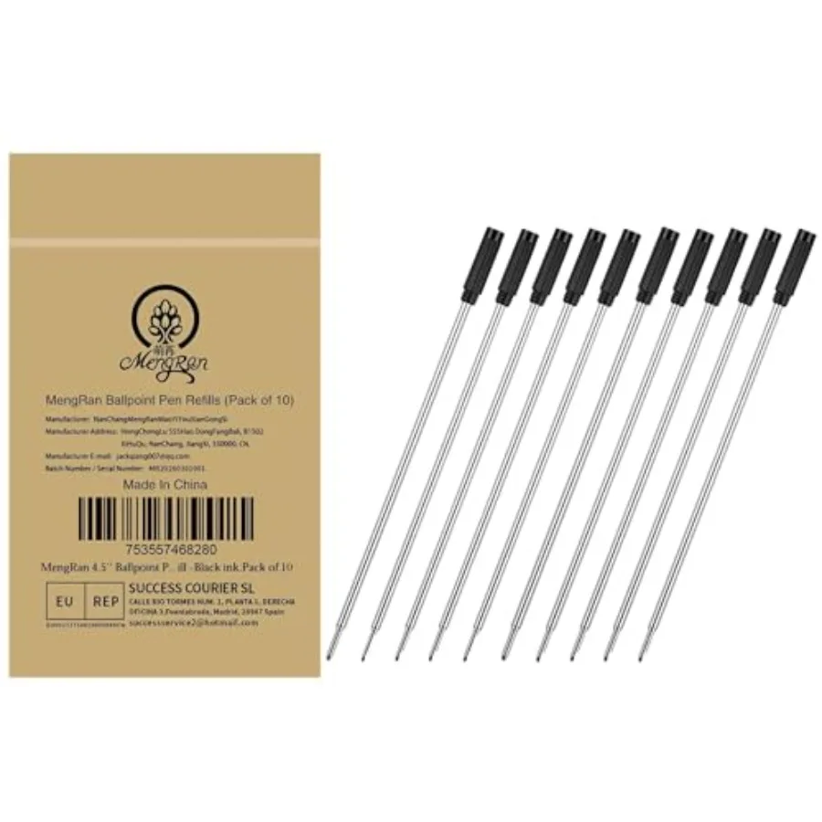

4.5'' Ballpoint Ink Pen Refills for Twist Pens, 1mm Medium Tip, Compatible with Cross Pen Refills 8513