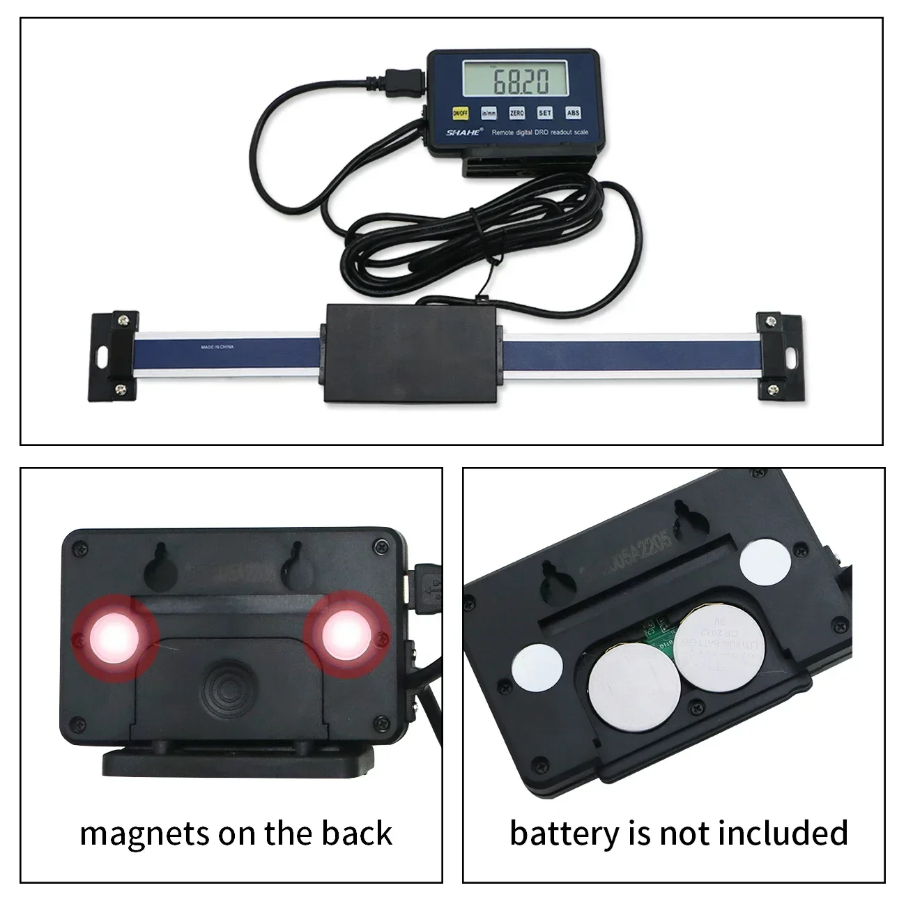 Shahe 0-150mm/0-200mm/0-300mm Digital Table Readout Linear Scale DRO Magnetic Remote External Display For Bridgeport Mill Lathe