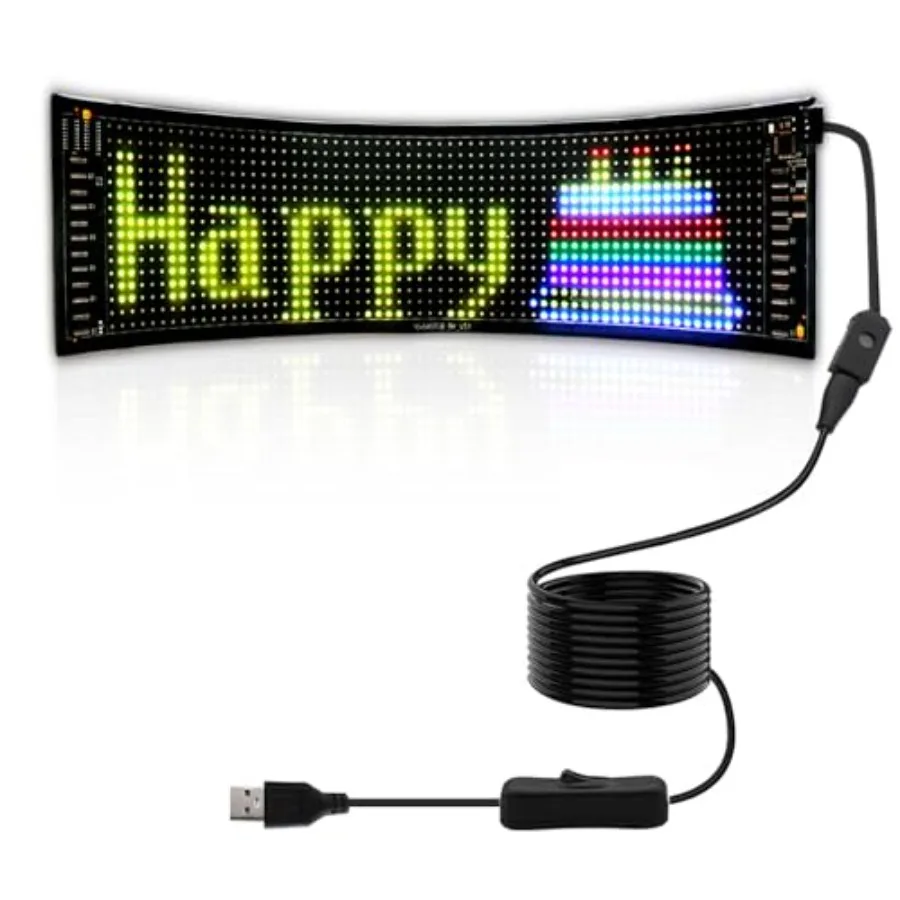 

Programmable LED Scrolling Sign - Full Color Display Board with Bluetooth APP Control - Custom Tet GIF Patterns - Perfect for B