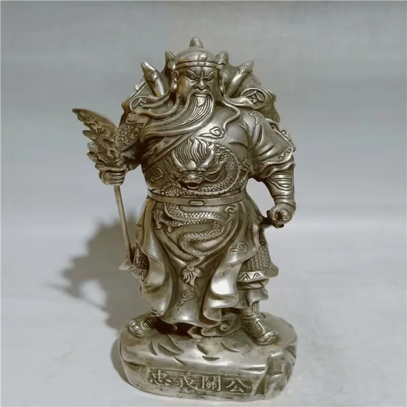 Guangong Statue, Cupronickel Carved, Modern Art Sculpture, Family Living Room Loft Decoration, God of Wealth Guan Yu Souvenir