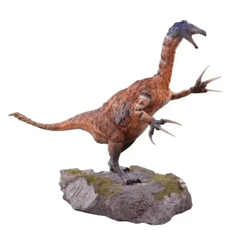 HAOLONGGOOD Toy Therizinosaurus With Base Model Dinosaur Prehistoric Animal Collector Figure Red Version