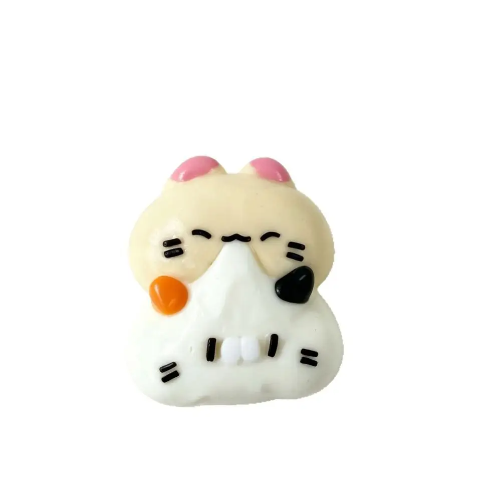 Creative Kitty Cat Shape Squeeze Keychain Soft Food-Grade Silicone Squishy Pendant Edge-Stitching Style Fidget Bag Decoration