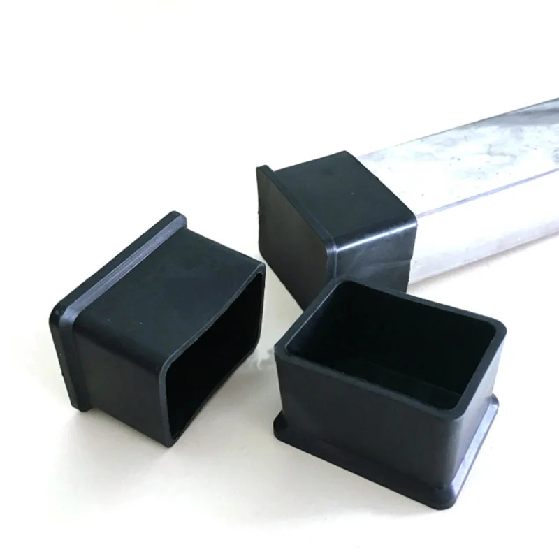 8pcs Black PVC Table Chair Leg Tips Caps Non-slip Floor Square Rubber Feet Pads Floor Protector Furniture Accessories