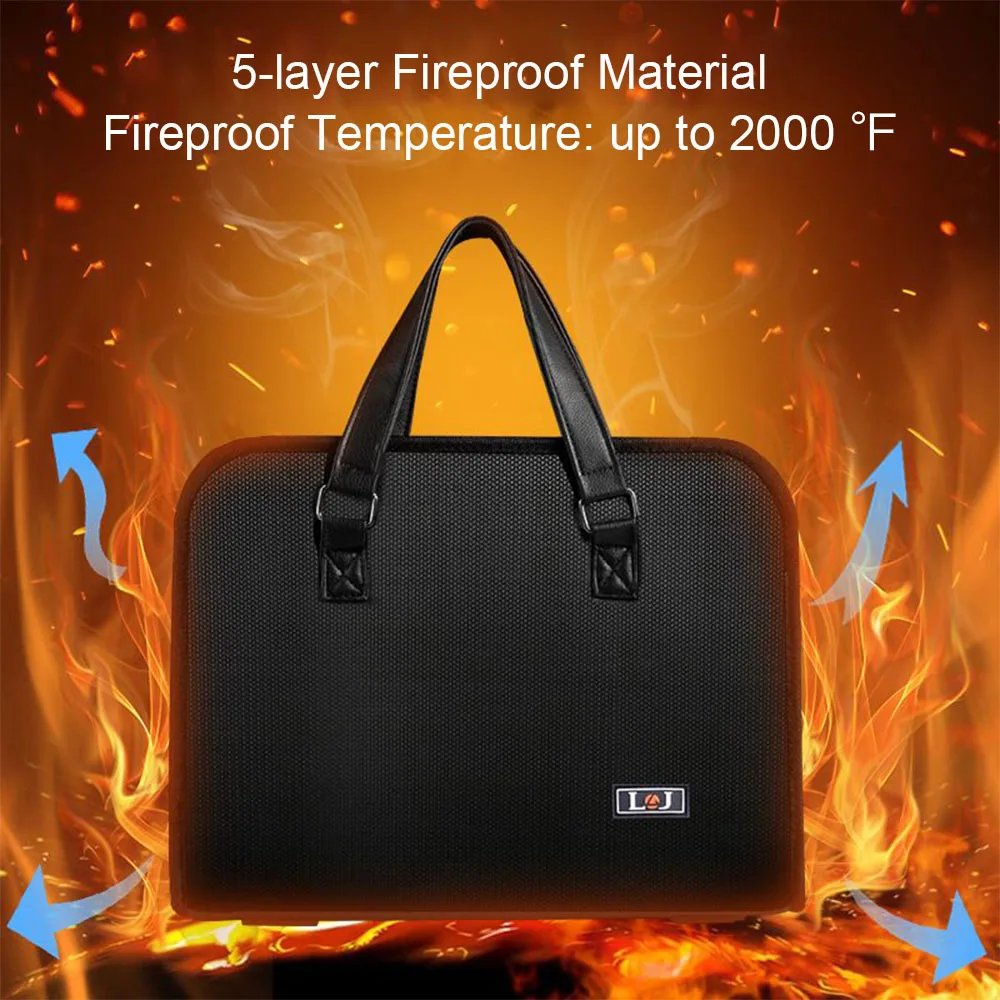 Imagem -02 - Fireproof Document Password Bolsa Pasta Impermeável Safe Box Card Case Travel File Storage Safe Papers Handbag Safety Organizer