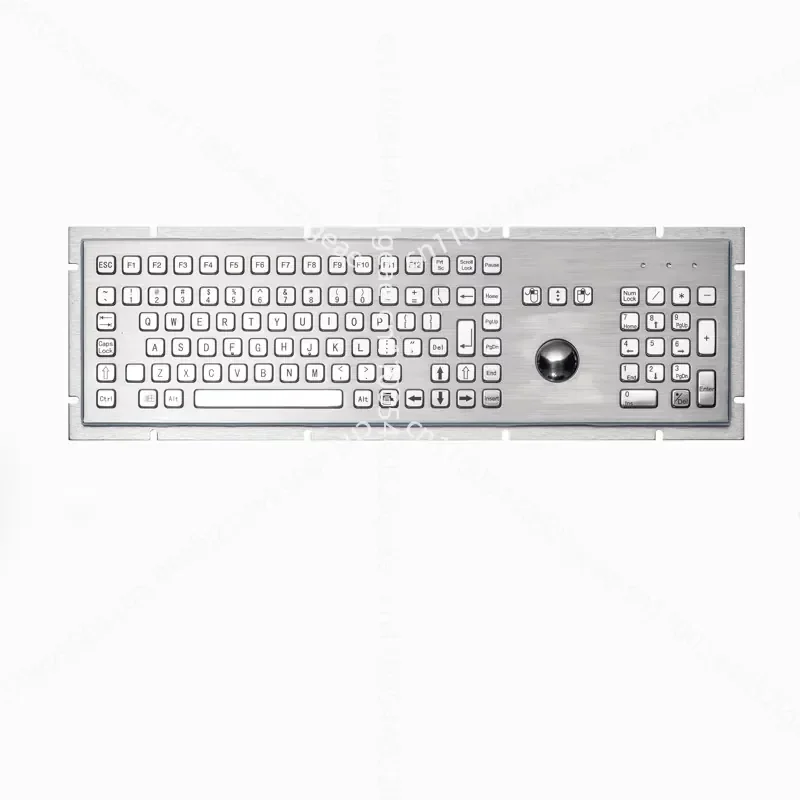 Full-size Integrated Industrial Metal Trackball Keyboard with 106 Keys and Numeric Keypad