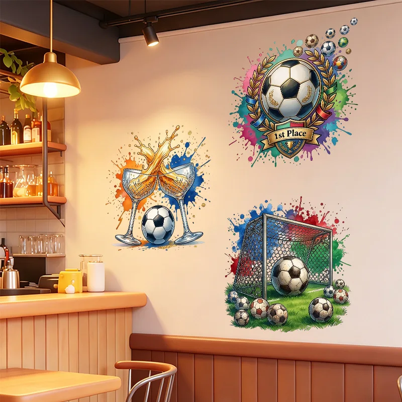 

2026 Football Match Theme Party Bar Decor Soccer Wall Window Stickers Kids Adults Football Theme Party Home Decor Sticker