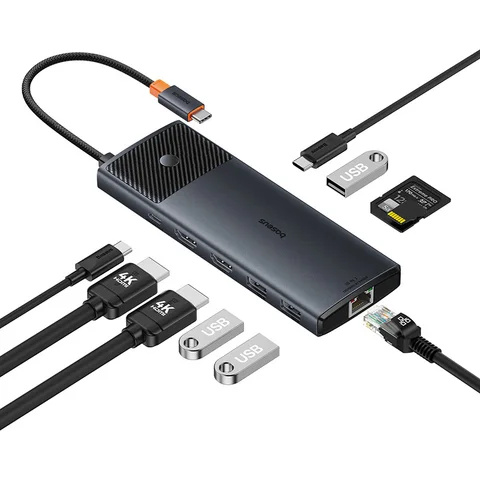 Baseus USB C HUB Dual HDMI 8K 4K Adapter 10-in-1 USB 3.2 10Gbps…