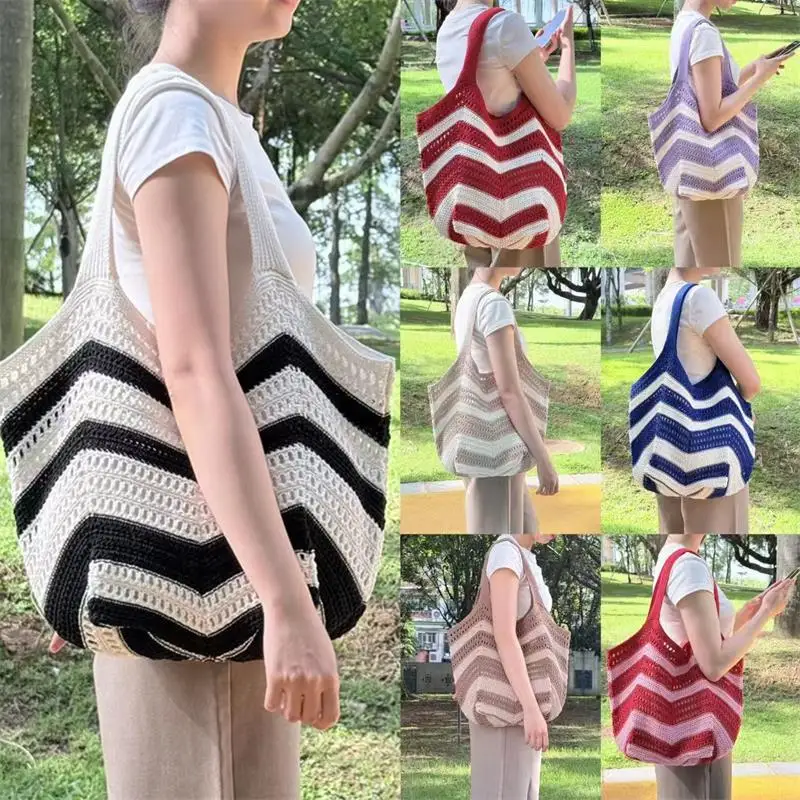 

Women's Woven Net Backpack with Ample Space, Ideal for Beach Holiday, Casual Hollow-out Knitted Shoulder Bag