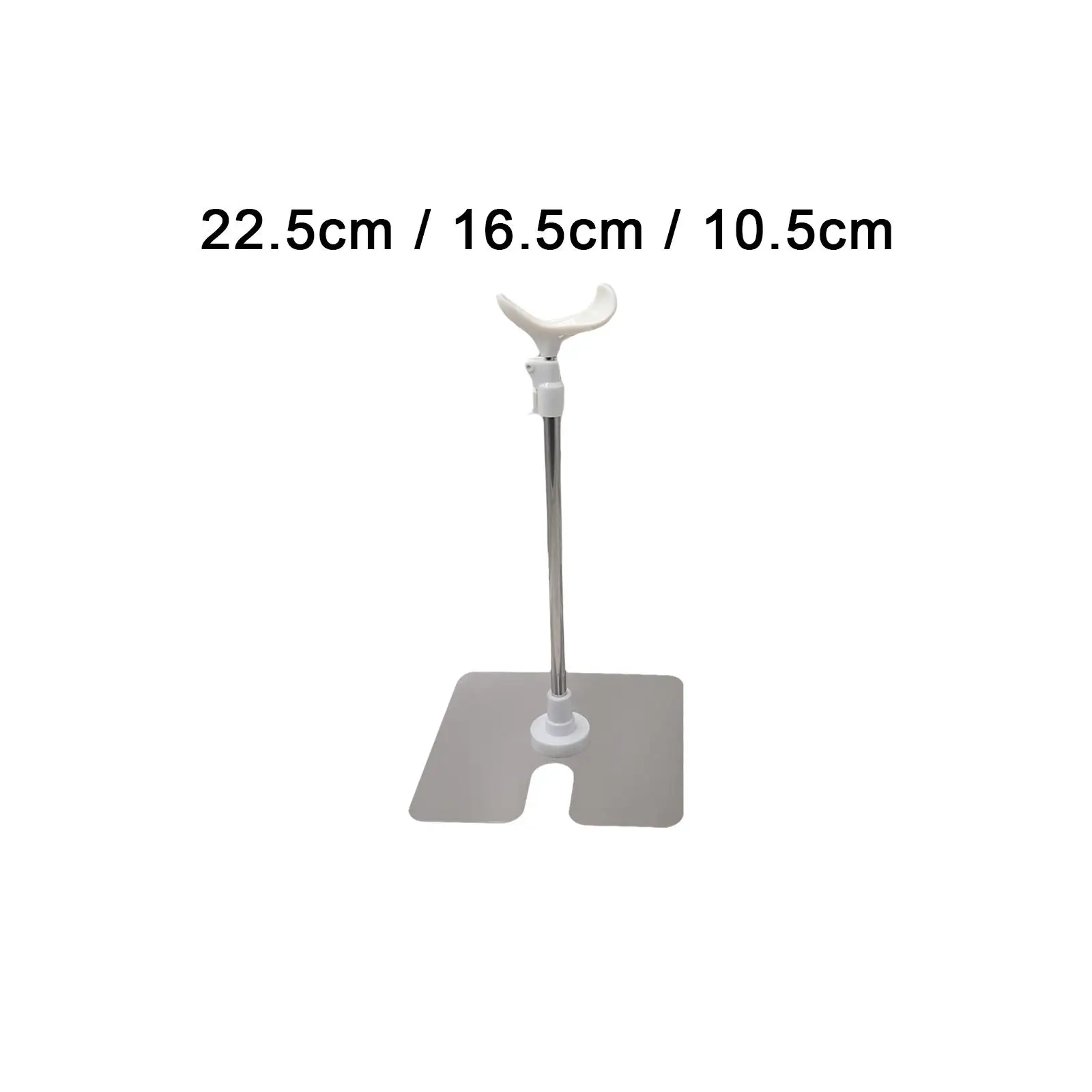 Adjustable Doll Display Stand Holder with Stainless Steel Base White Plastic