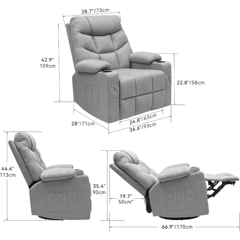 Extra Large Recliner, Suitable for Tall Elderly People, with Heating and Massage Functions