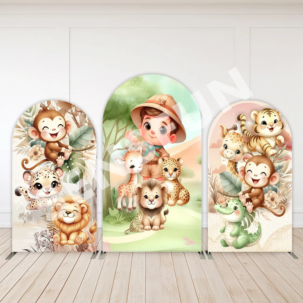 Safari Party Decoration Cute Boy Birthday Arch Backdrop Wall Banner Animals Jungle Wild One Baby Shower Background