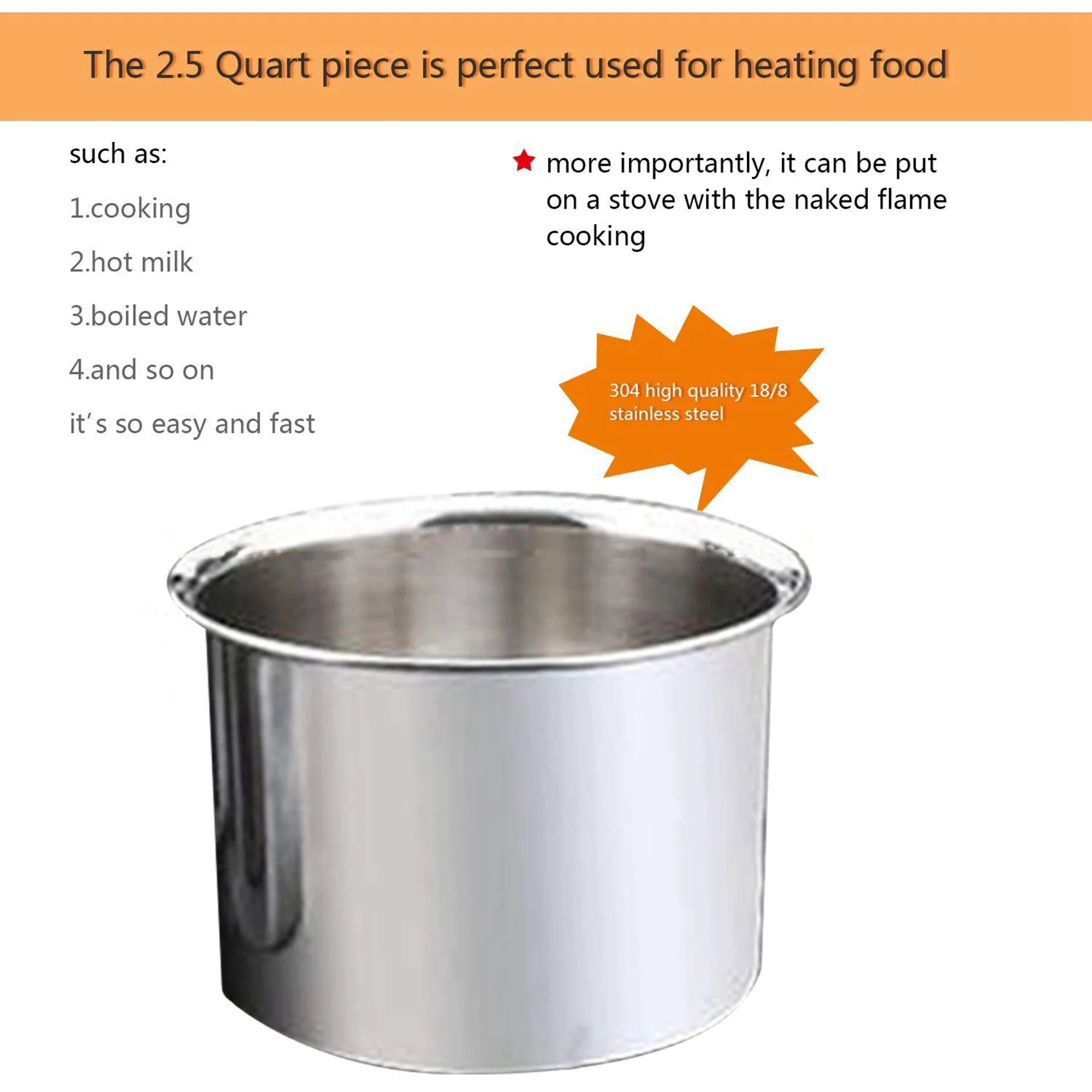SEWS-4-Pack Stainless Steel Double Boiler, For Chocolate,Caramel And Candy- Steel Melting Pot, 2 Cup Capacity, Universal Pad