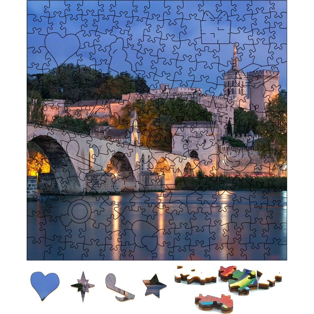 Puzzle 3D en bois pour enfants, pont dans la nuit, peinture à la main, jeux de société, cadeau d'invitation d'anniversaire