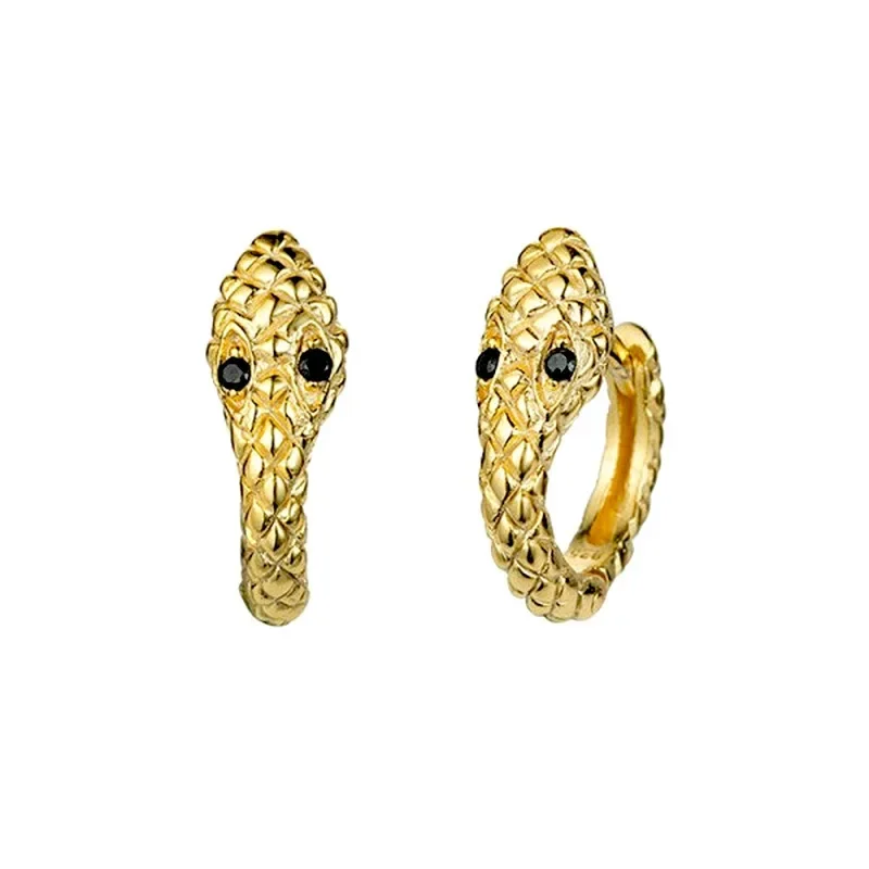 

Punk Style Vivid Piercing Snake Shaped Metallic Golden Silver Plated Jewelry Ear Cuff Clip Earrings For Women